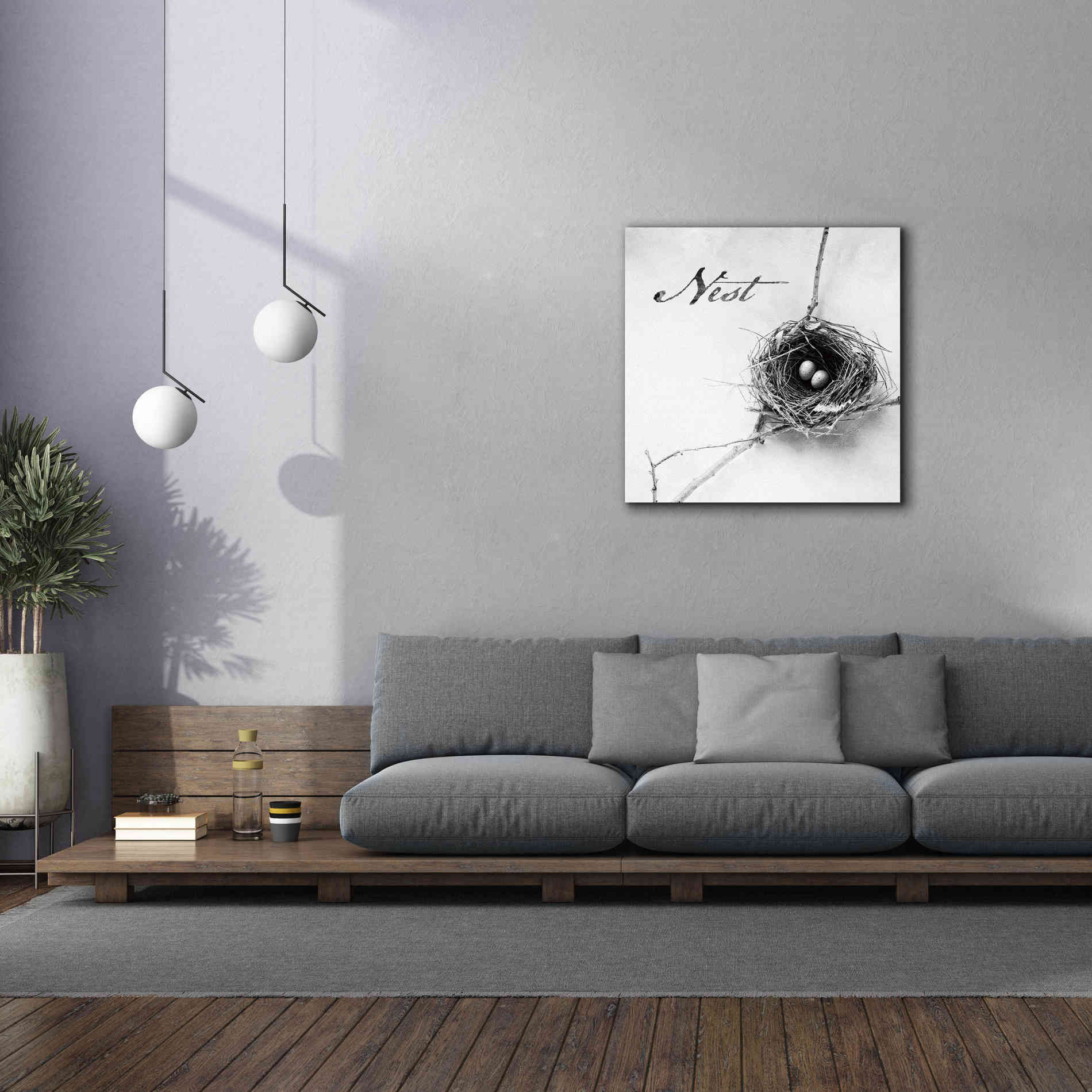 'Nest and Branch IV - Nest B&W' by Debra Van Swearingen, Canvas Wall Art,37 x 37