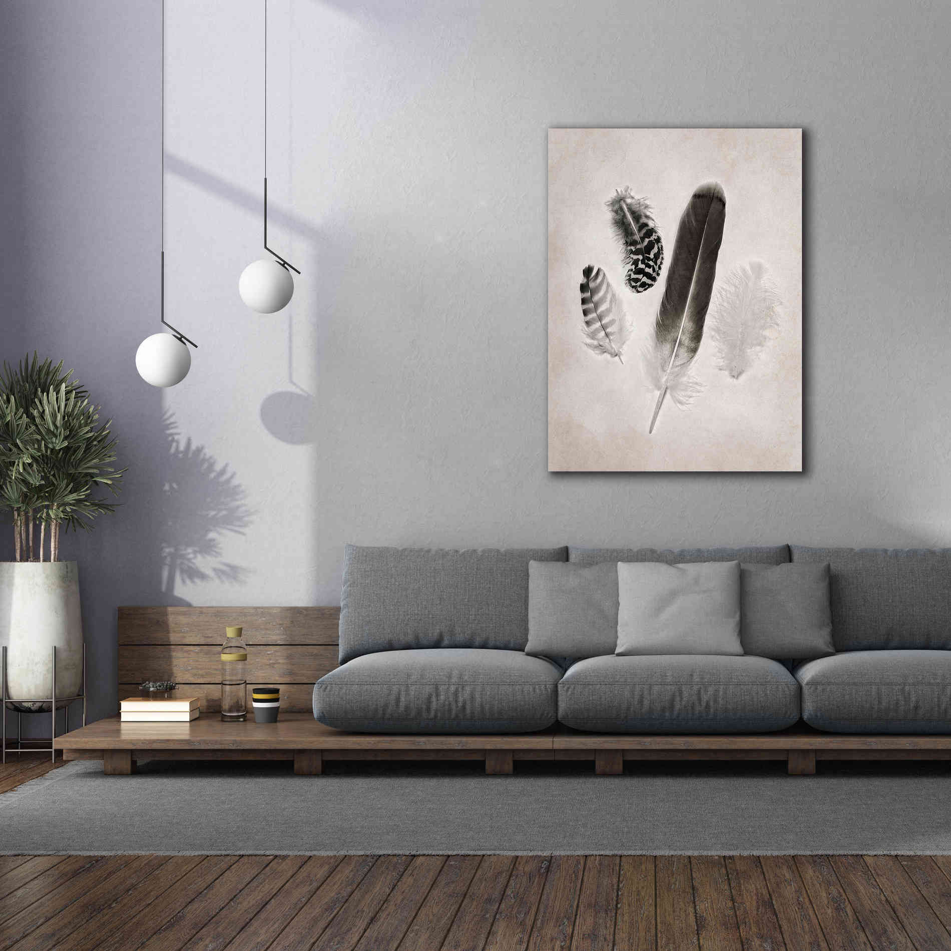 'Feather Group I B&W' by Debra Van Swearingen, Canvas Wall Art,40 x 54