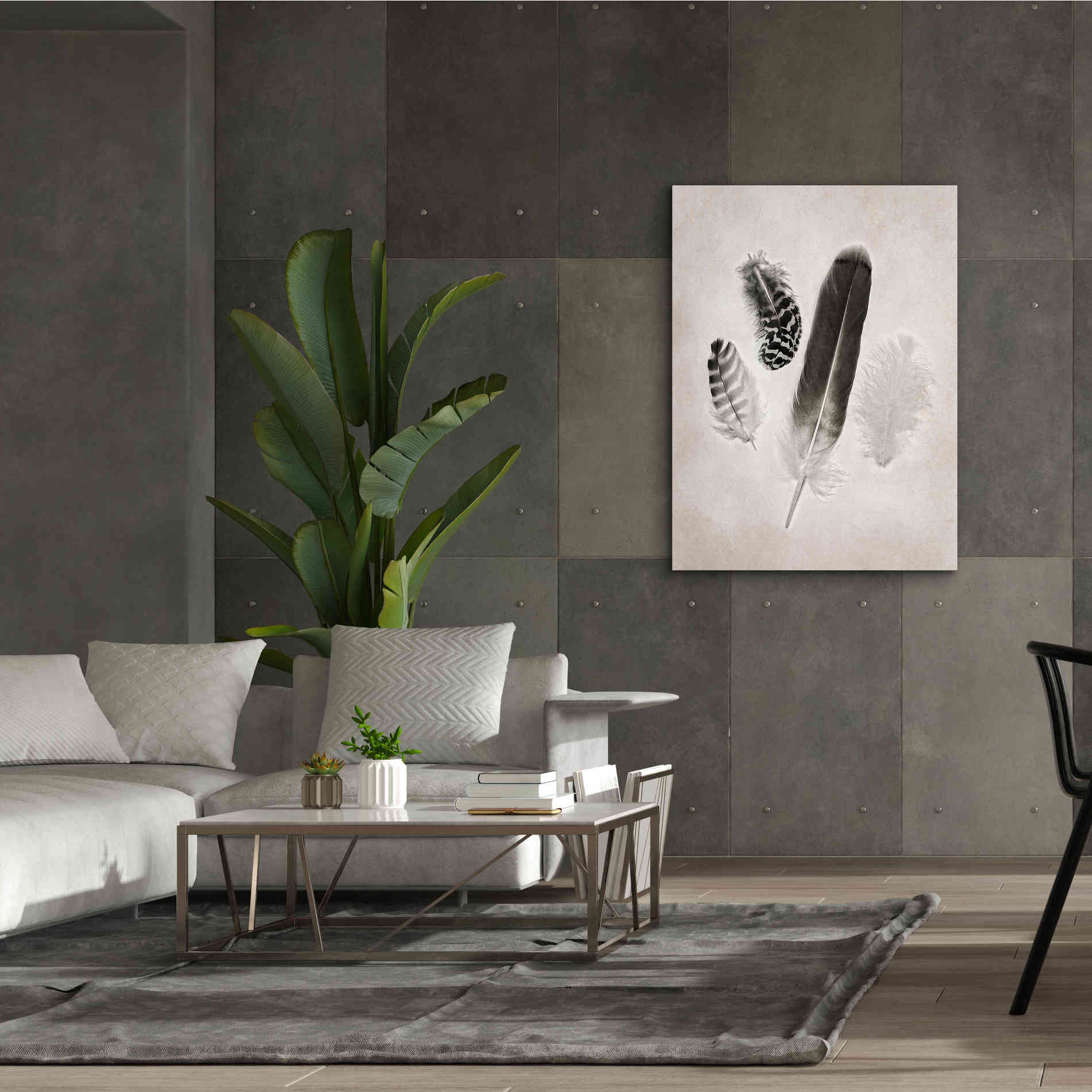 'Feather Group I B&W' by Debra Van Swearingen, Canvas Wall Art,40 x 54