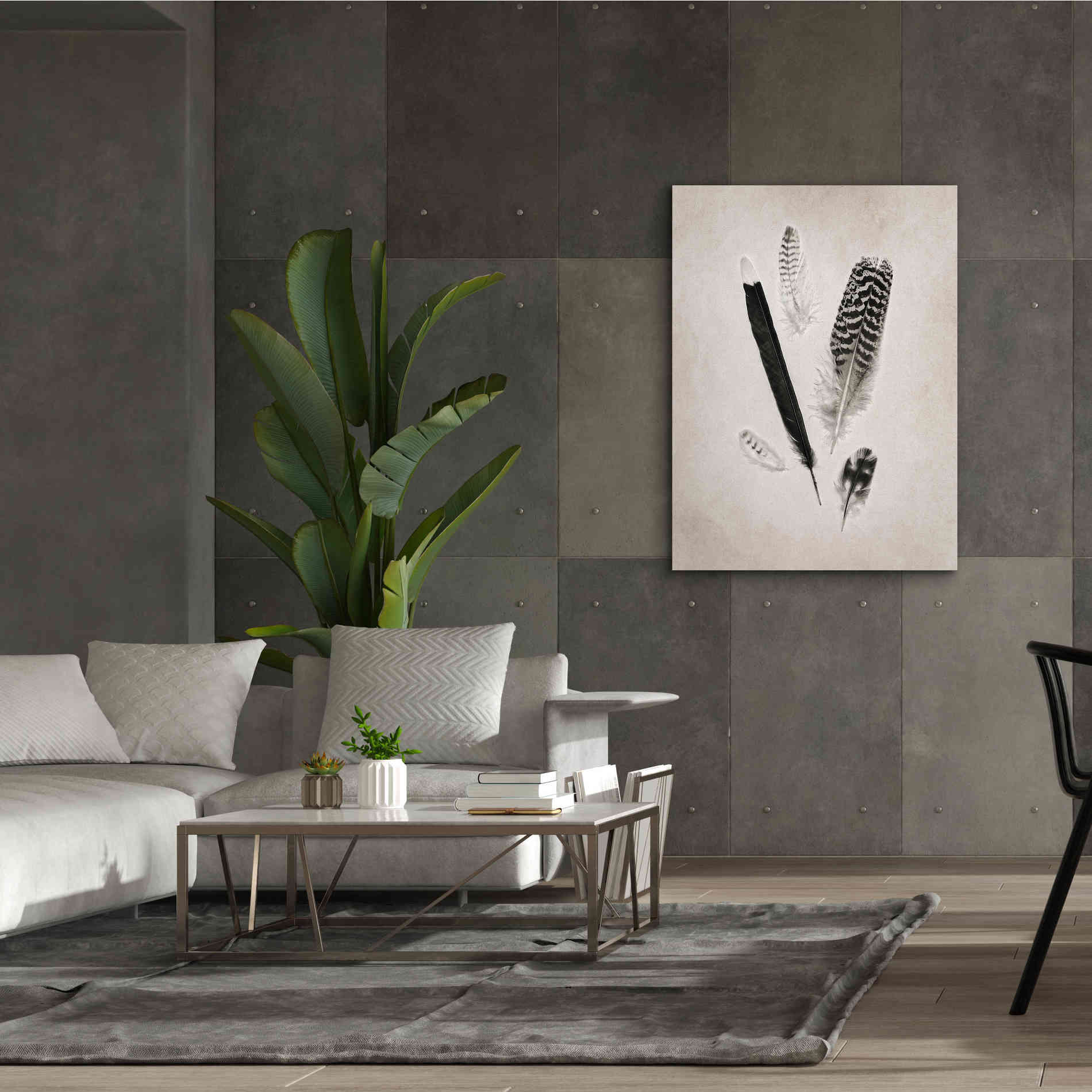 'Feather Group II B&W' by Debra Van Swearingen, Canvas Wall Art,40 x 54