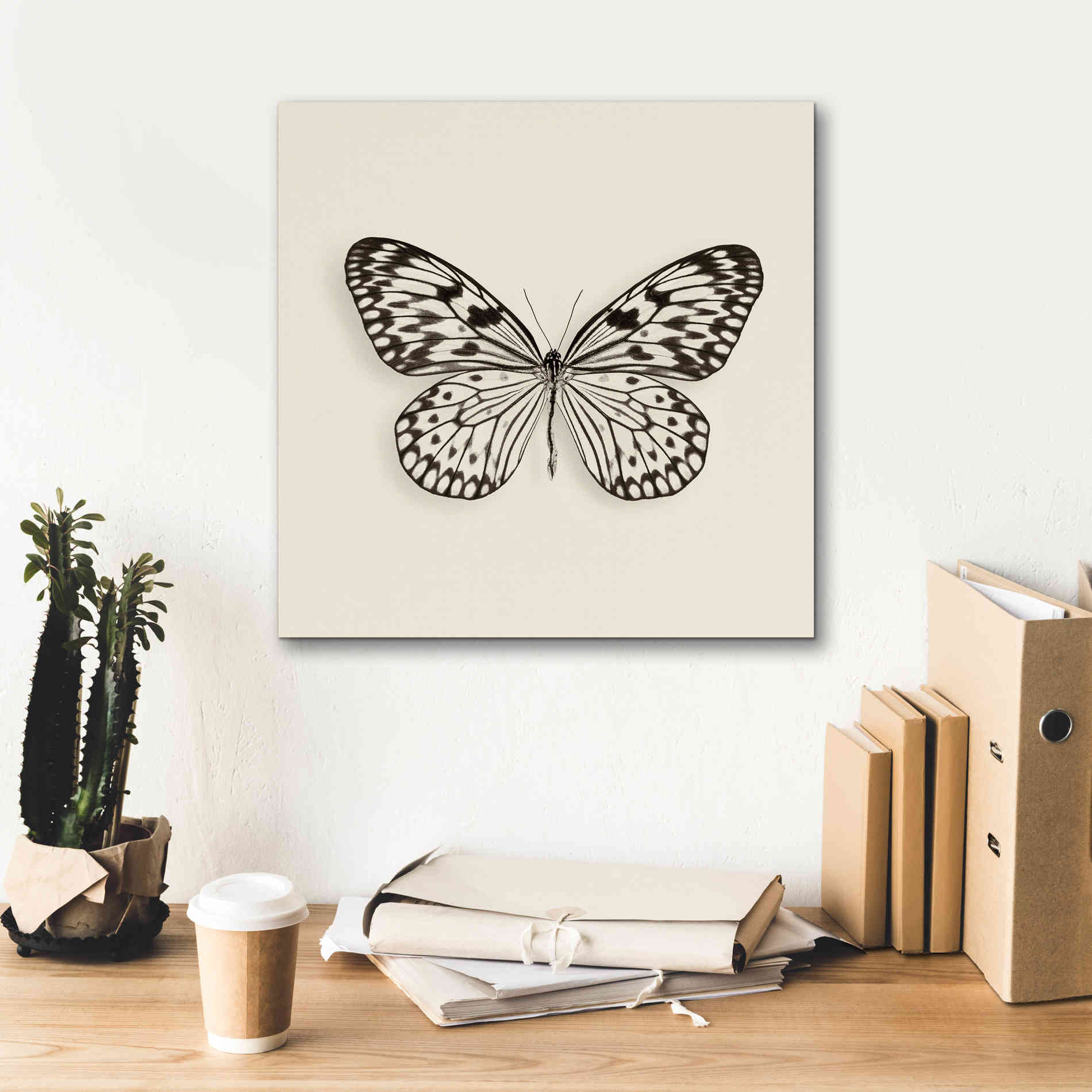 'Butterfly V B&W' by Debra Van Swearingen, Canvas Wall Art,18 x 18