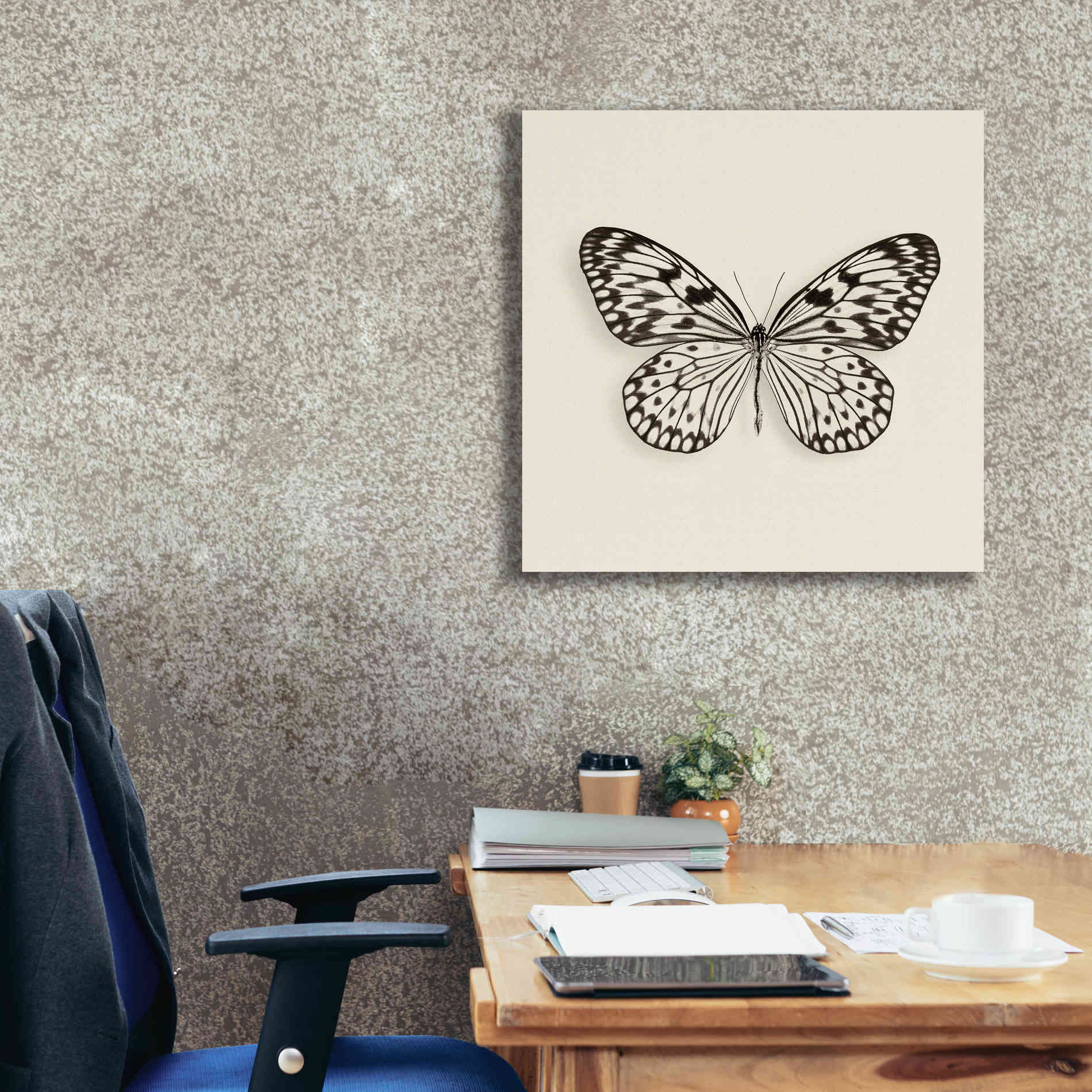 'Butterfly V B&W' by Debra Van Swearingen, Canvas Wall Art,26 x 26