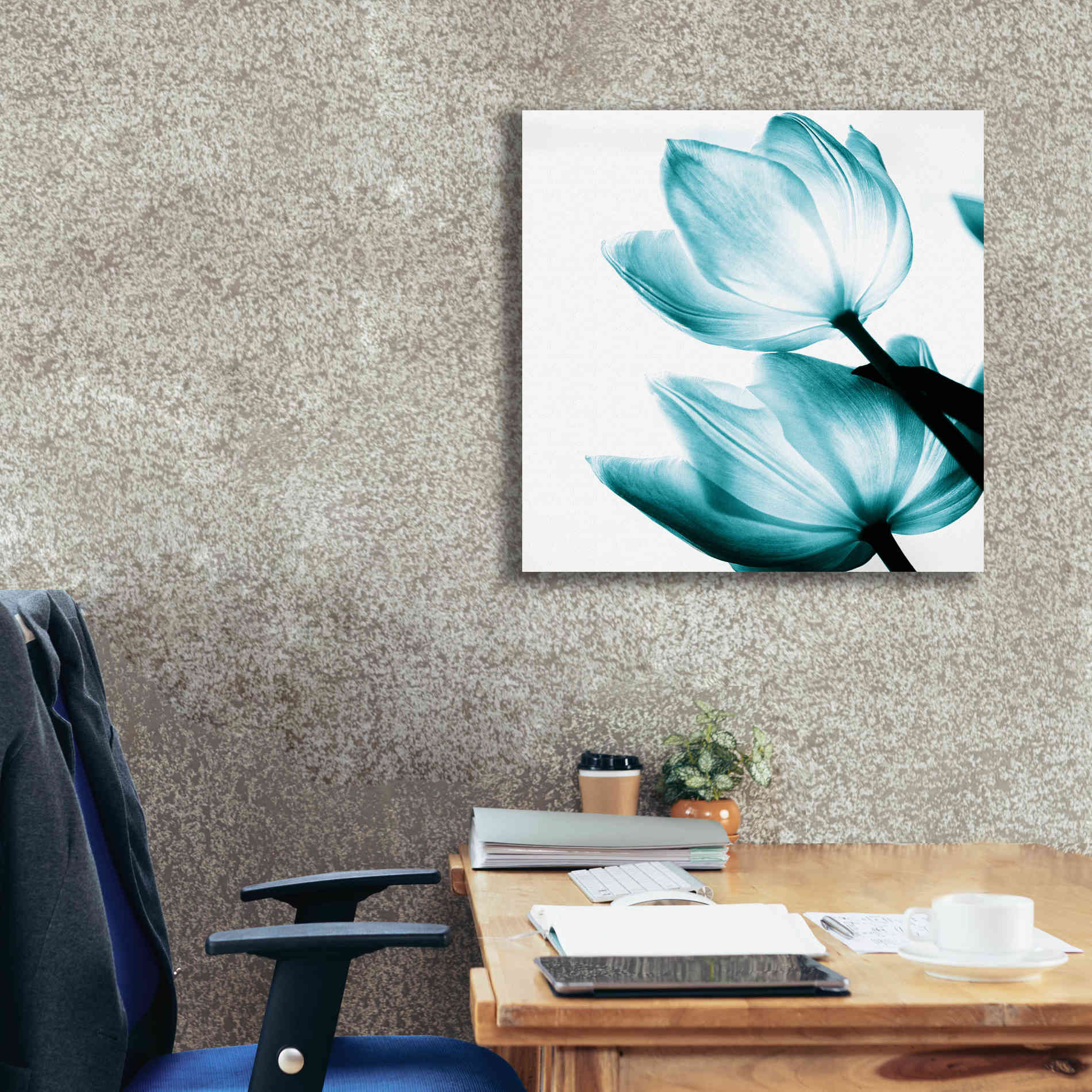 'Translucent Tulips II Teal' by Debra Van Swearingen, Canvas Wall Art,26 x 26
