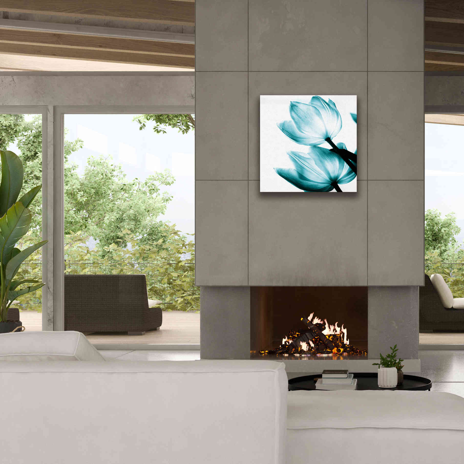 'Translucent Tulips II Teal' by Debra Van Swearingen, Canvas Wall Art,26 x 26