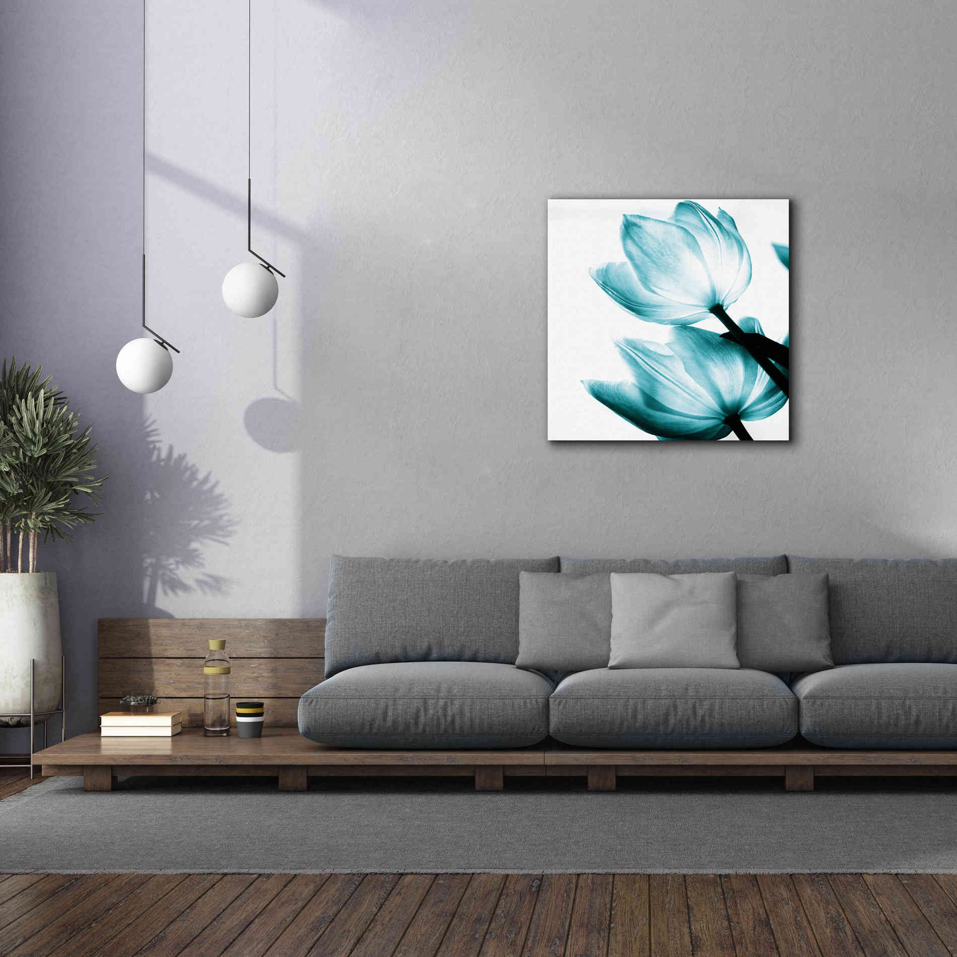 'Translucent Tulips II Teal' by Debra Van Swearingen, Canvas Wall Art,37 x 37