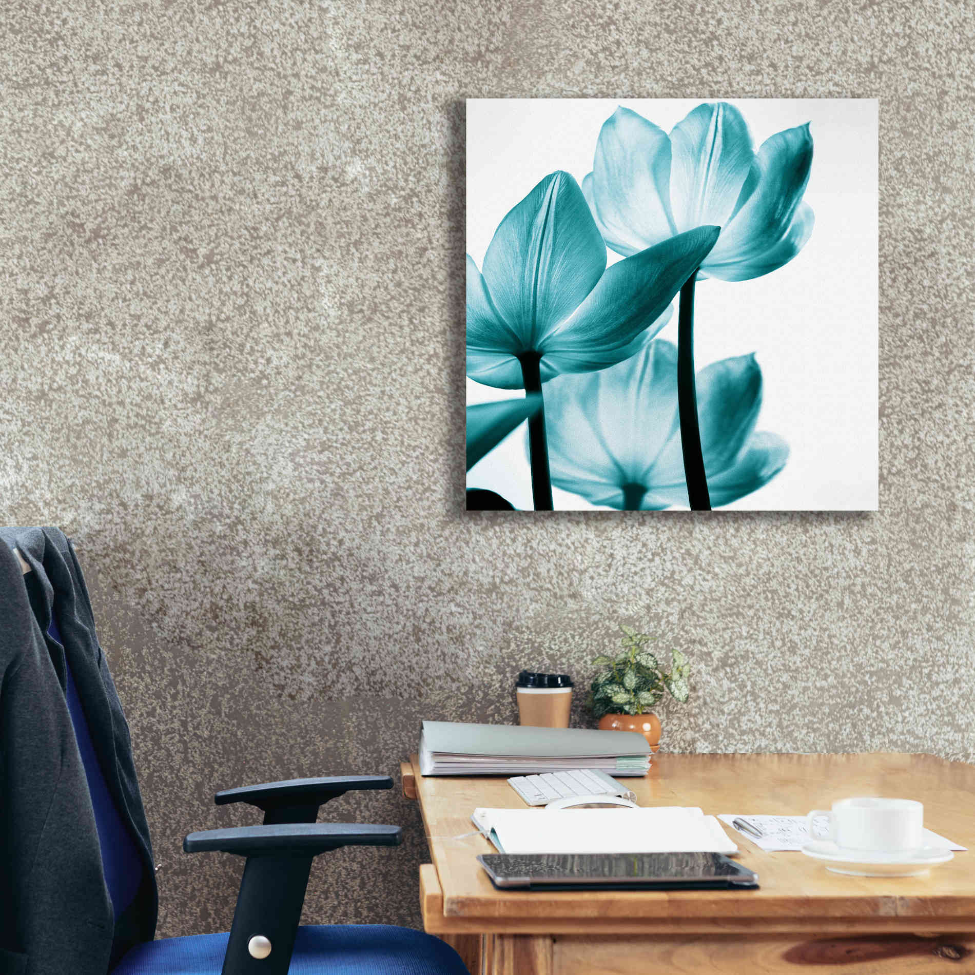 'Translucent Tulips III Teal' by Debra Van Swearingen, Canvas Wall Art,26 x 26