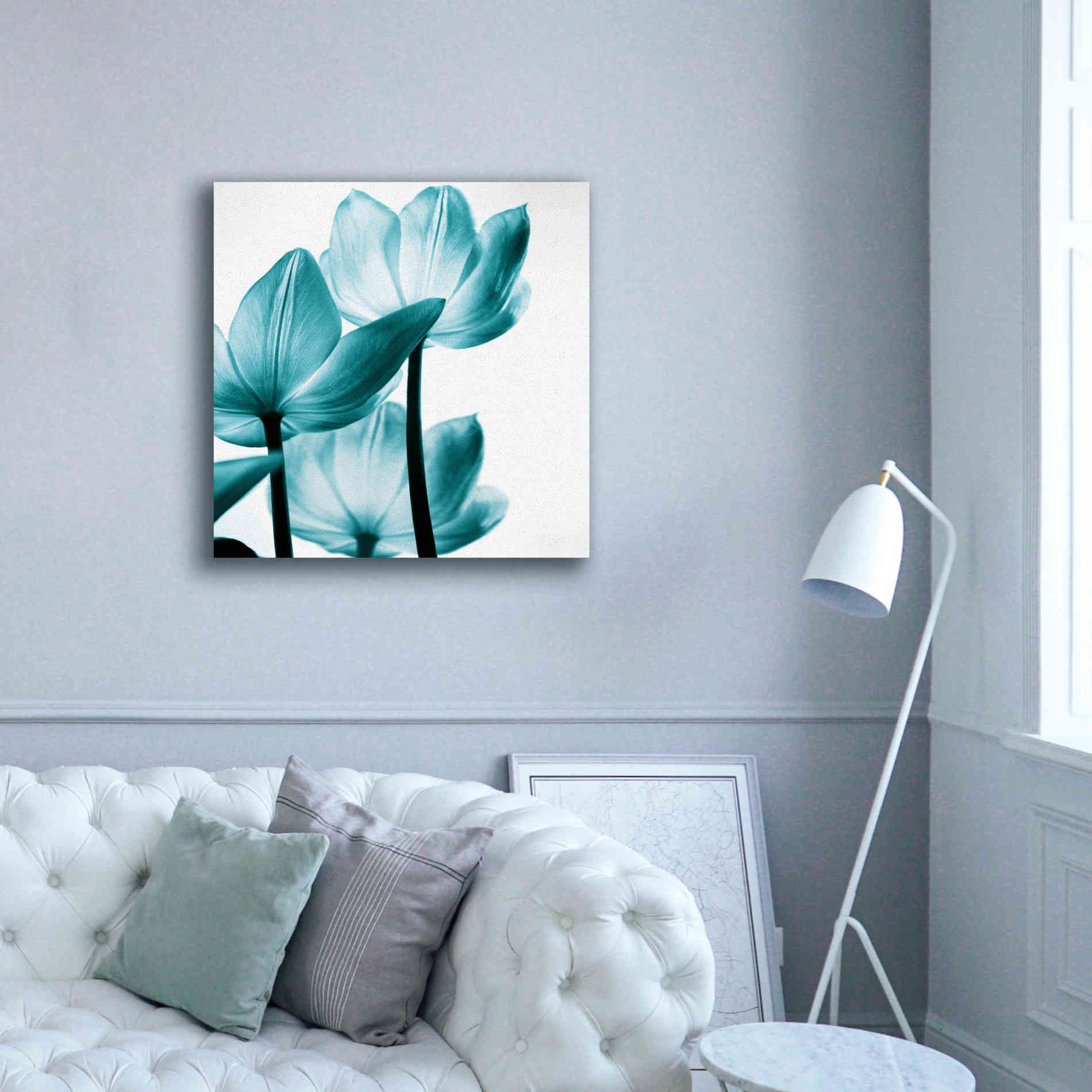 'Translucent Tulips III Teal' by Debra Van Swearingen, Canvas Wall Art,37 x 37