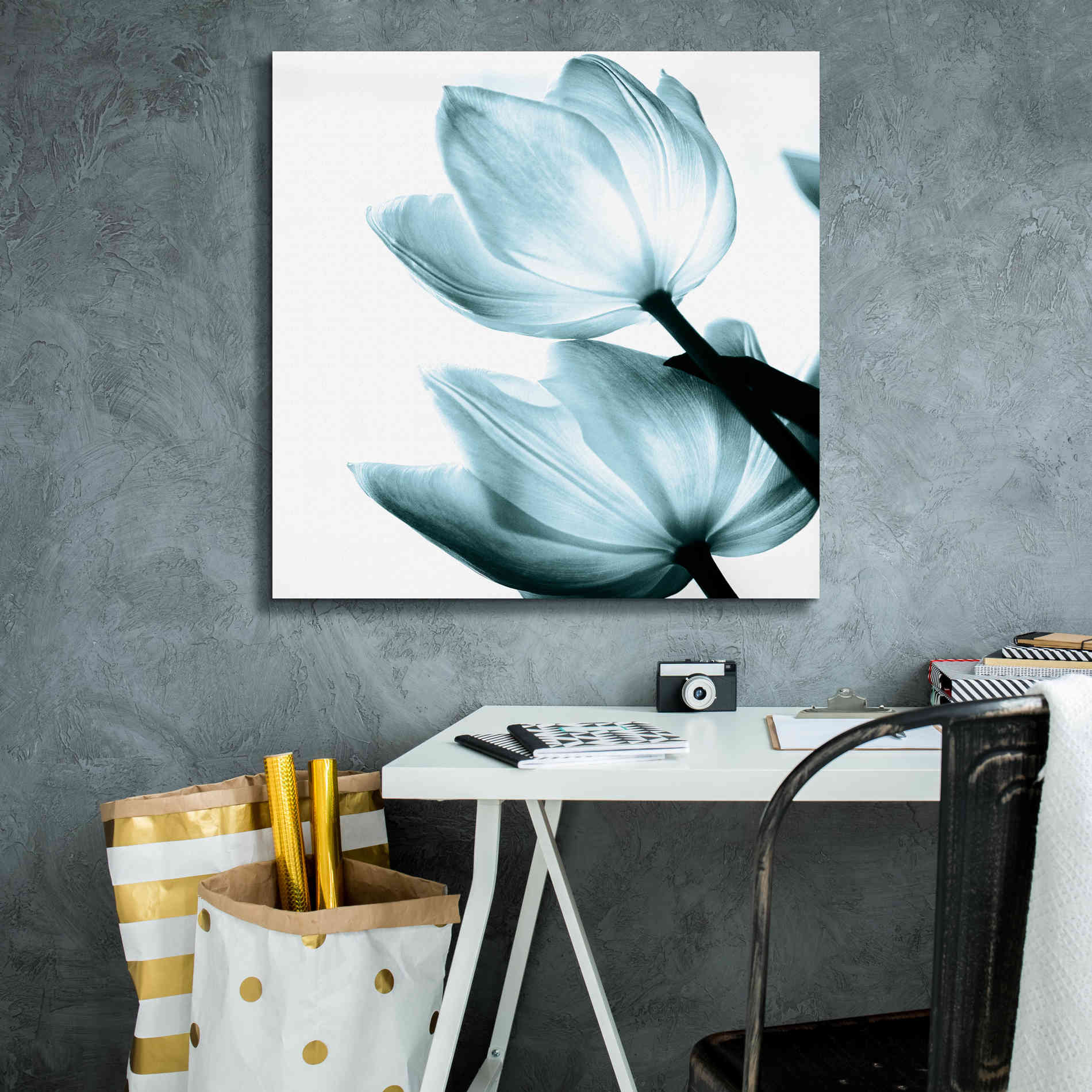 'Translucent Tulips II Aqua' by Debra Van Swearingen, Canvas Wall Art,26 x 26
