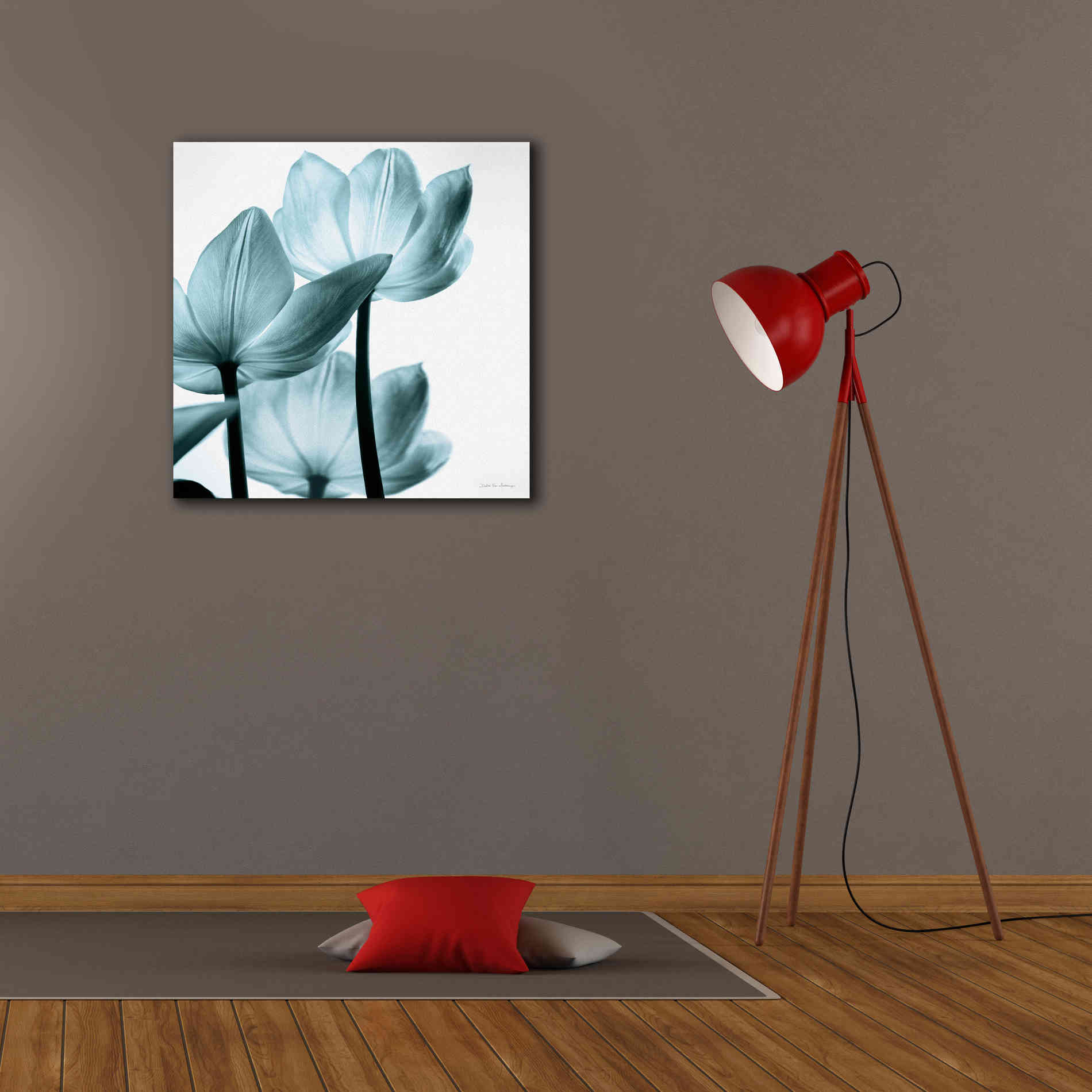'Translucent Tulips III Aqua' by Debra Van Swearingen, Canvas Wall Art,26 x 26