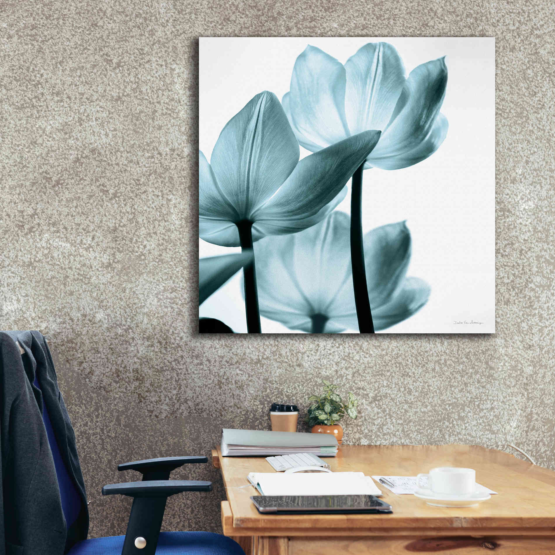 'Translucent Tulips III Aqua' by Debra Van Swearingen, Canvas Wall Art,37 x 37
