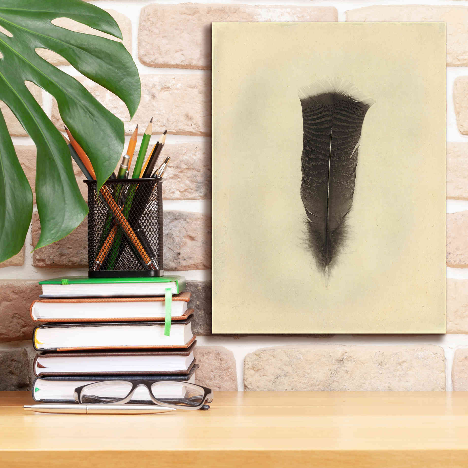 'Feather III Vintage' by Debra Van Swearingen, Canvas Wall Art,12 x 16