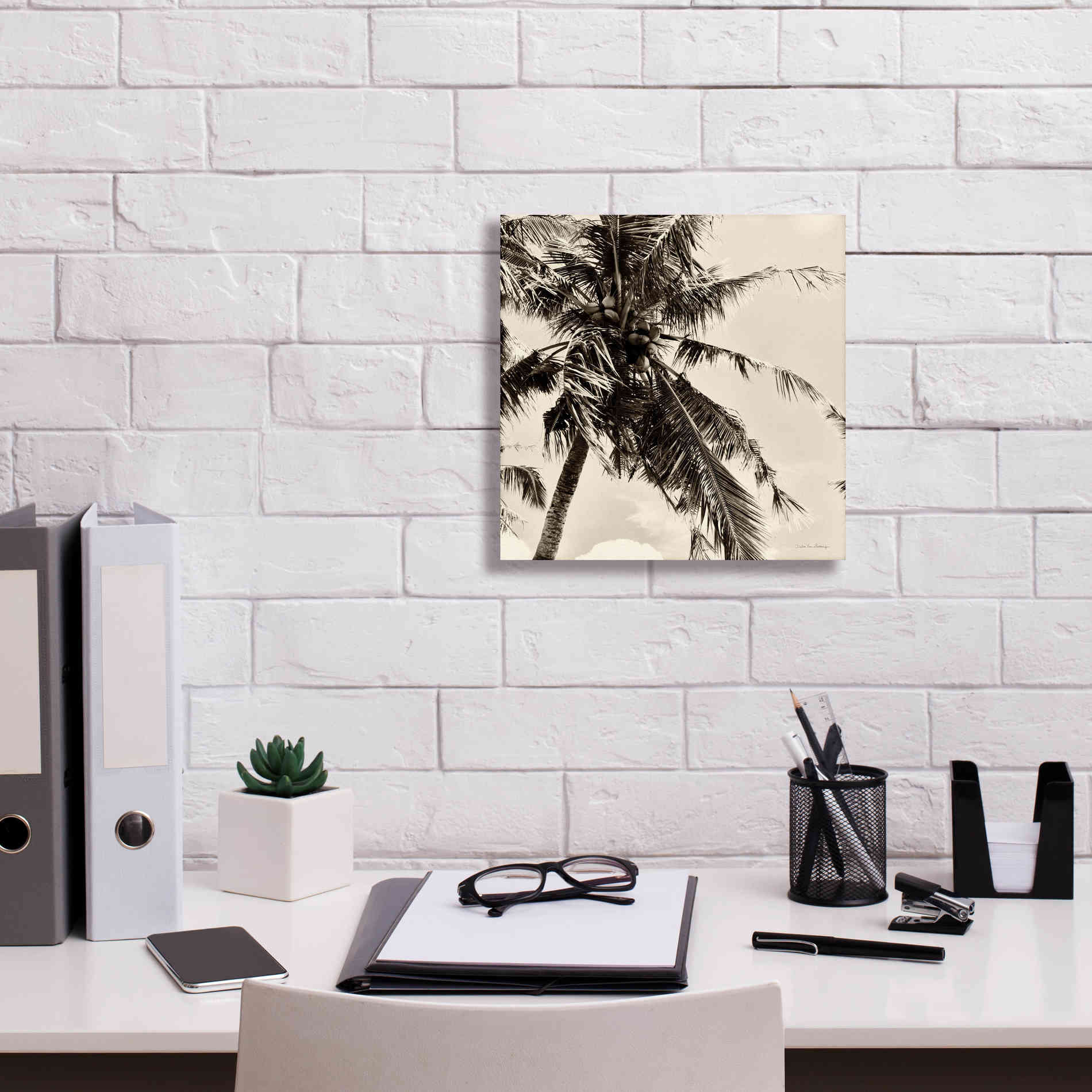 'Palm Tree Sepia II' by Debra Van Swearingen, Canvas Wall Art,12 x 12