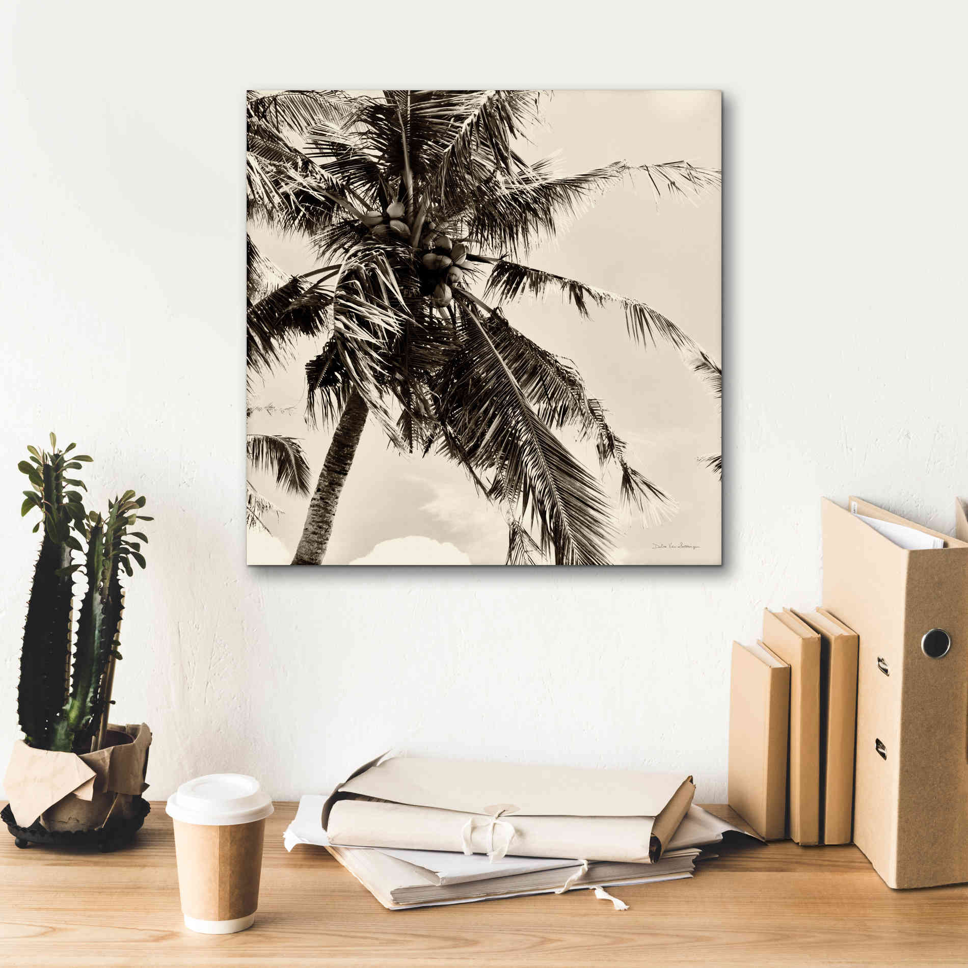'Palm Tree Sepia II' by Debra Van Swearingen, Canvas Wall Art,18 x 18