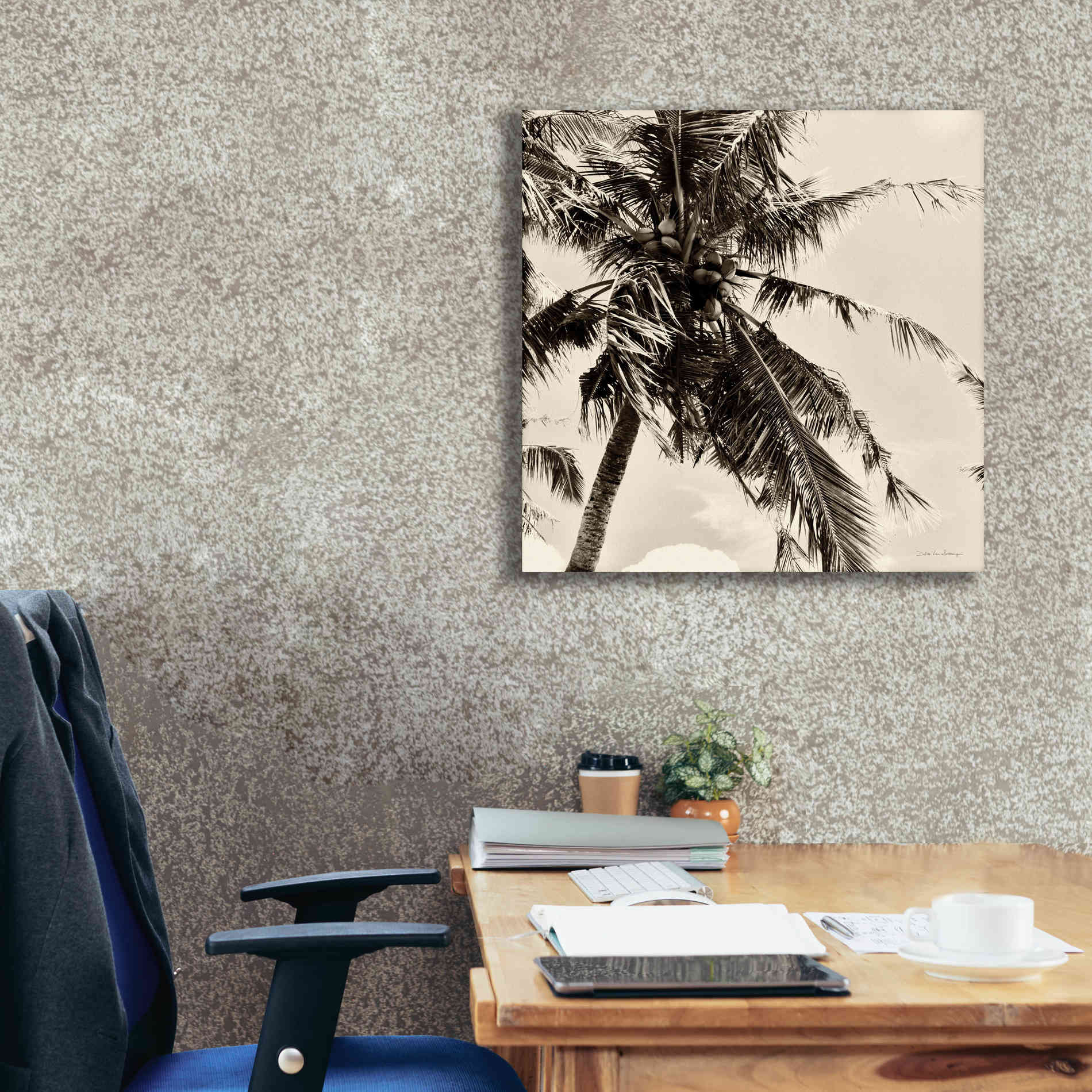 'Palm Tree Sepia II' by Debra Van Swearingen, Canvas Wall Art,26 x 26