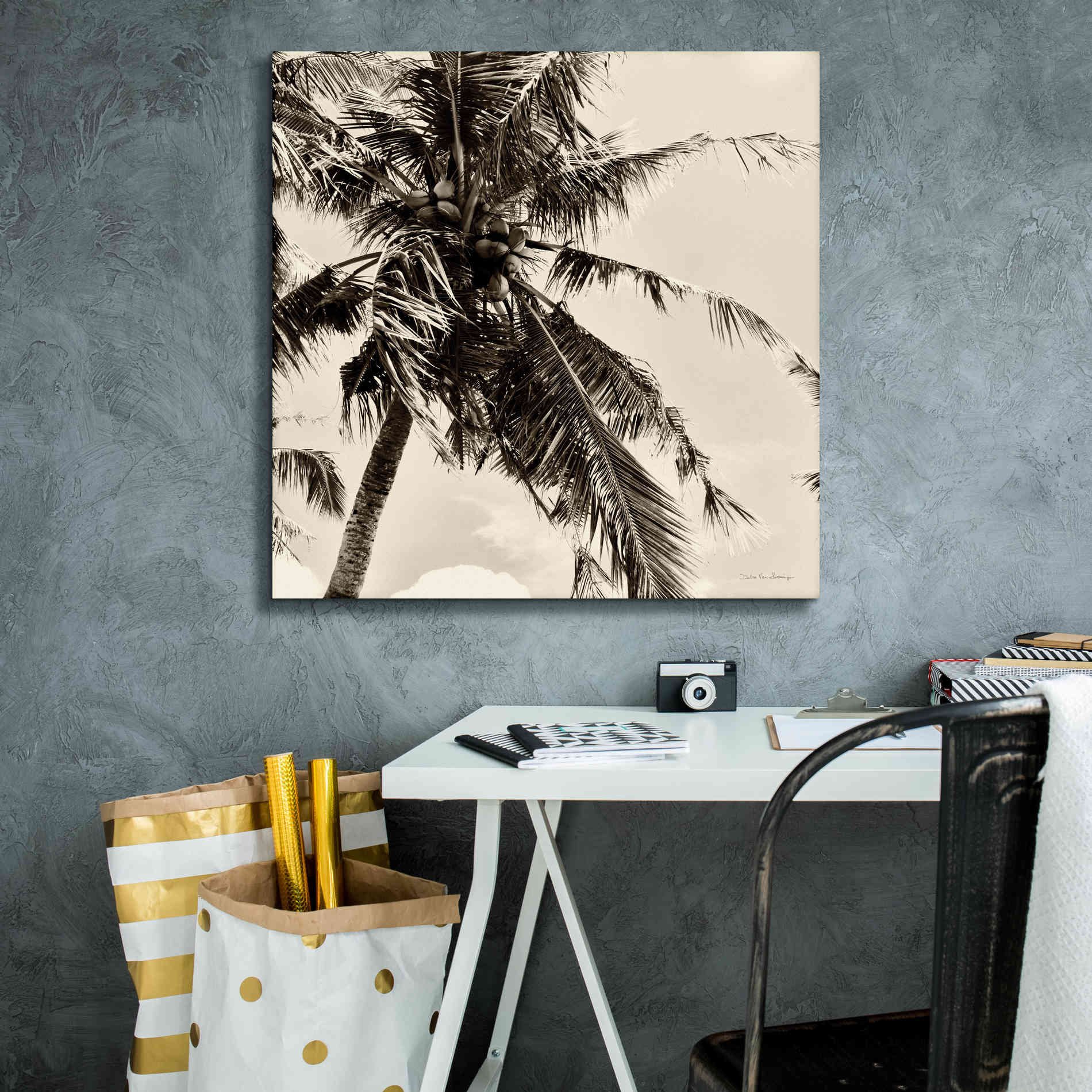'Palm Tree Sepia II' by Debra Van Swearingen, Canvas Wall Art,26 x 26