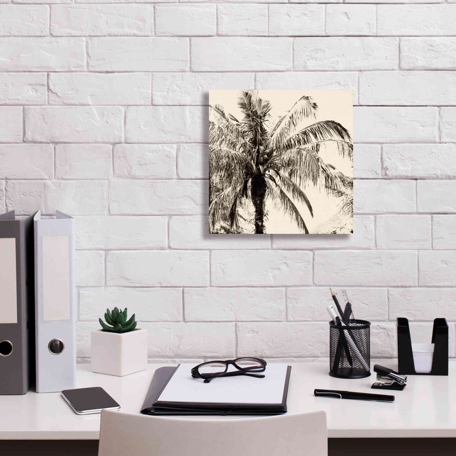 'Palm Tree Sepia III' by Debra Van Swearingen, Canvas Wall Art,12 x 12
