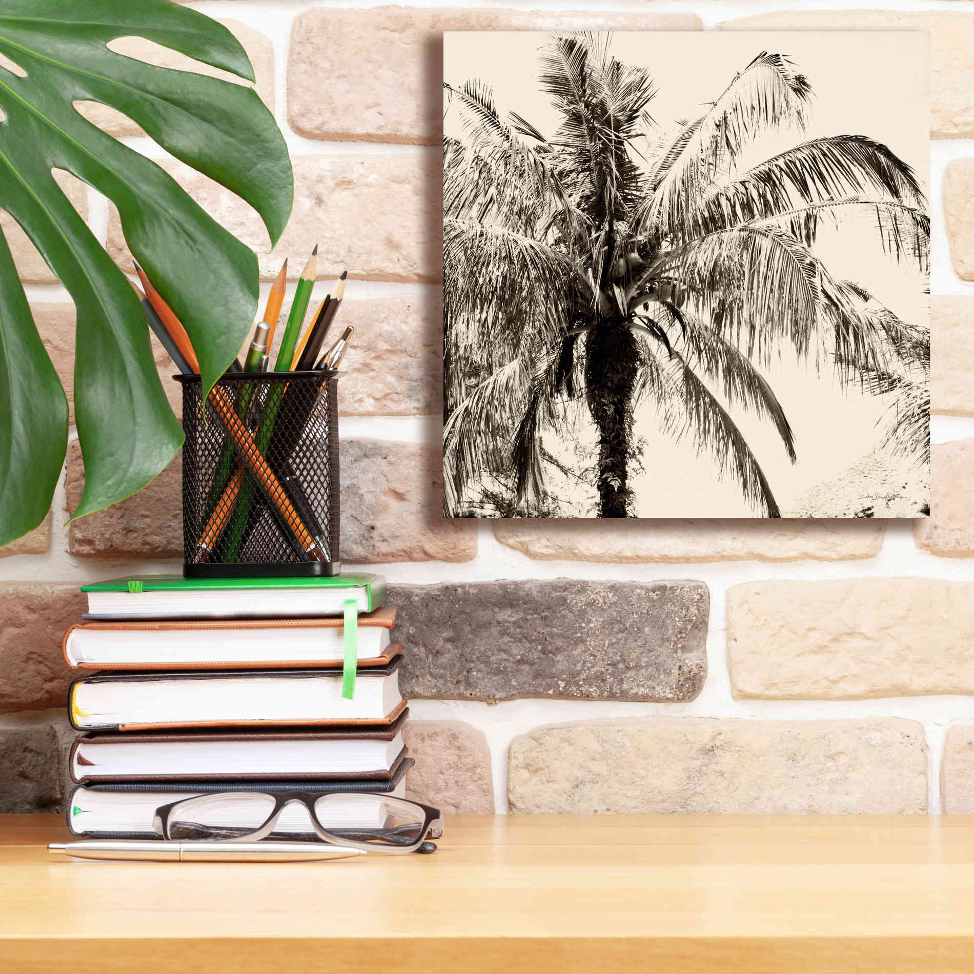 'Palm Tree Sepia III' by Debra Van Swearingen, Canvas Wall Art,12 x 12