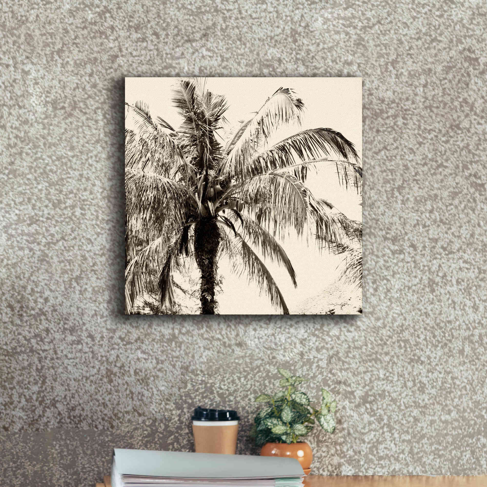'Palm Tree Sepia III' by Debra Van Swearingen, Canvas Wall Art,18 x 18