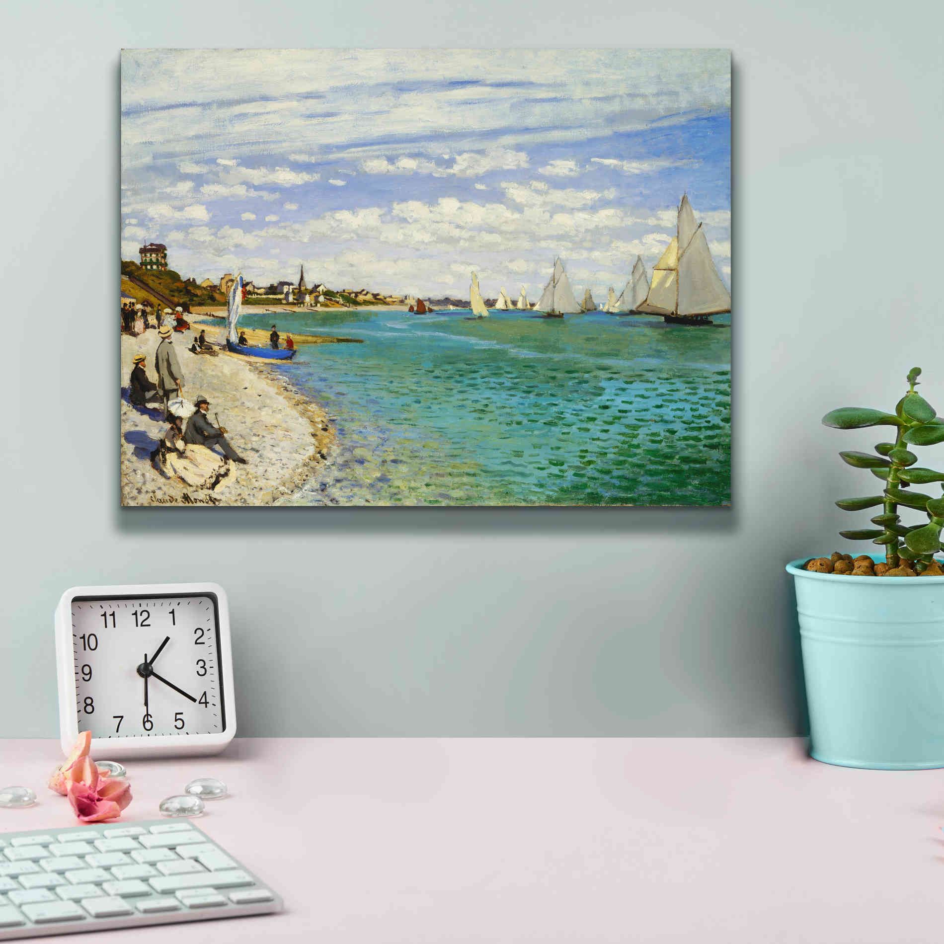 'Regatta at Sainte-Adresse' by Claude Monet, Canvas Wall Art,16 x 12