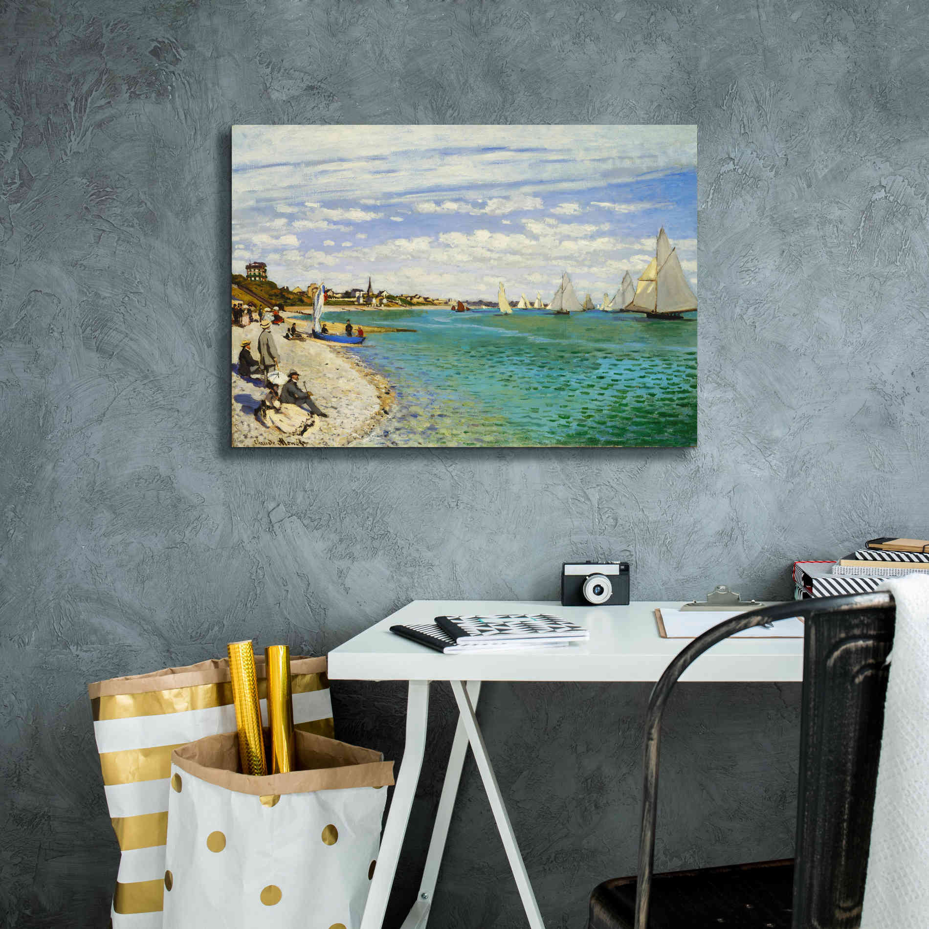 'Regatta at Sainte-Adresse' by Claude Monet, Canvas Wall Art,26 x 18