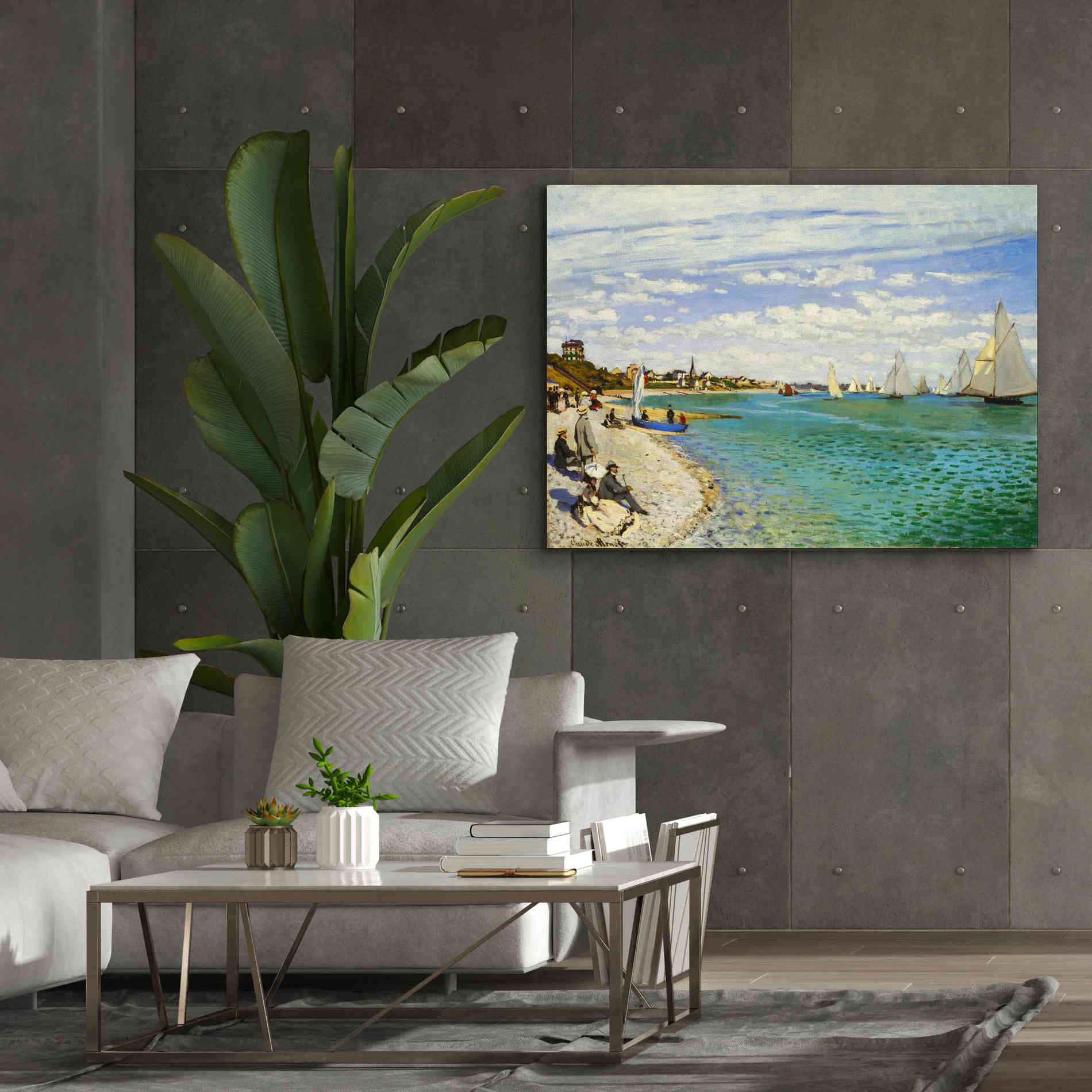 'Regatta at Sainte-Adresse' by Claude Monet, Canvas Wall Art,54 x 40