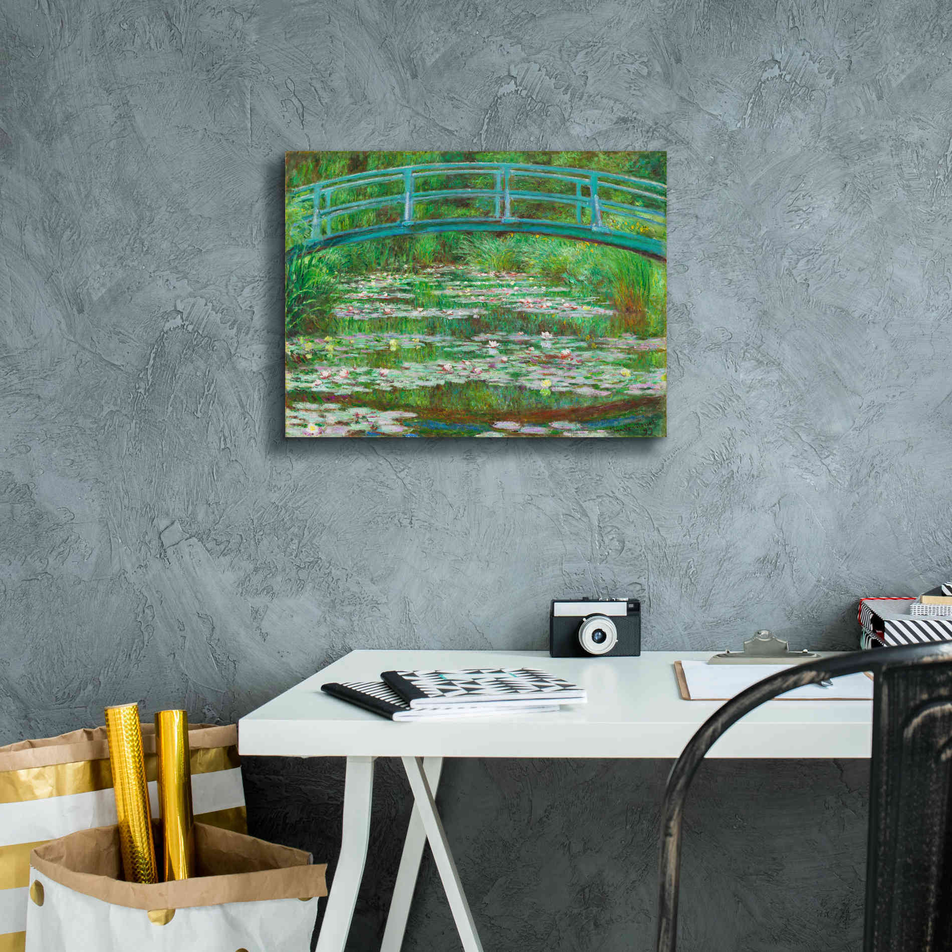 'The Japanese Footbridge' by Claude Monet, Canvas Wall Art,16 x 12