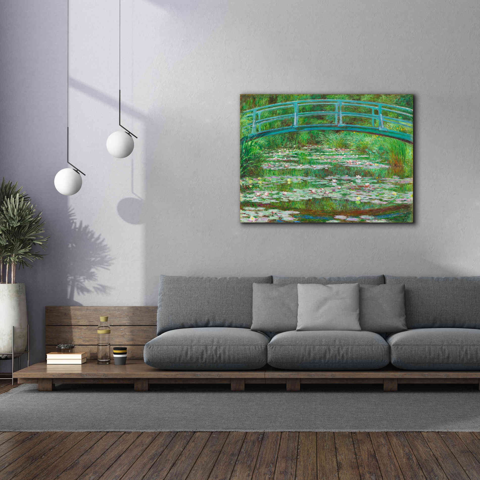 'The Japanese Footbridge' by Claude Monet, Canvas Wall Art,54 x 40
