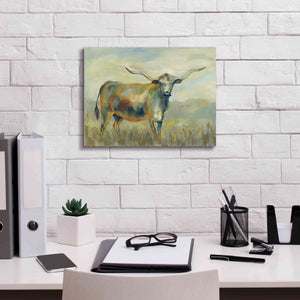 'Colorful Longhorn Cow' by Silvia Vassileva, Canvas Wall Art,16 x 12