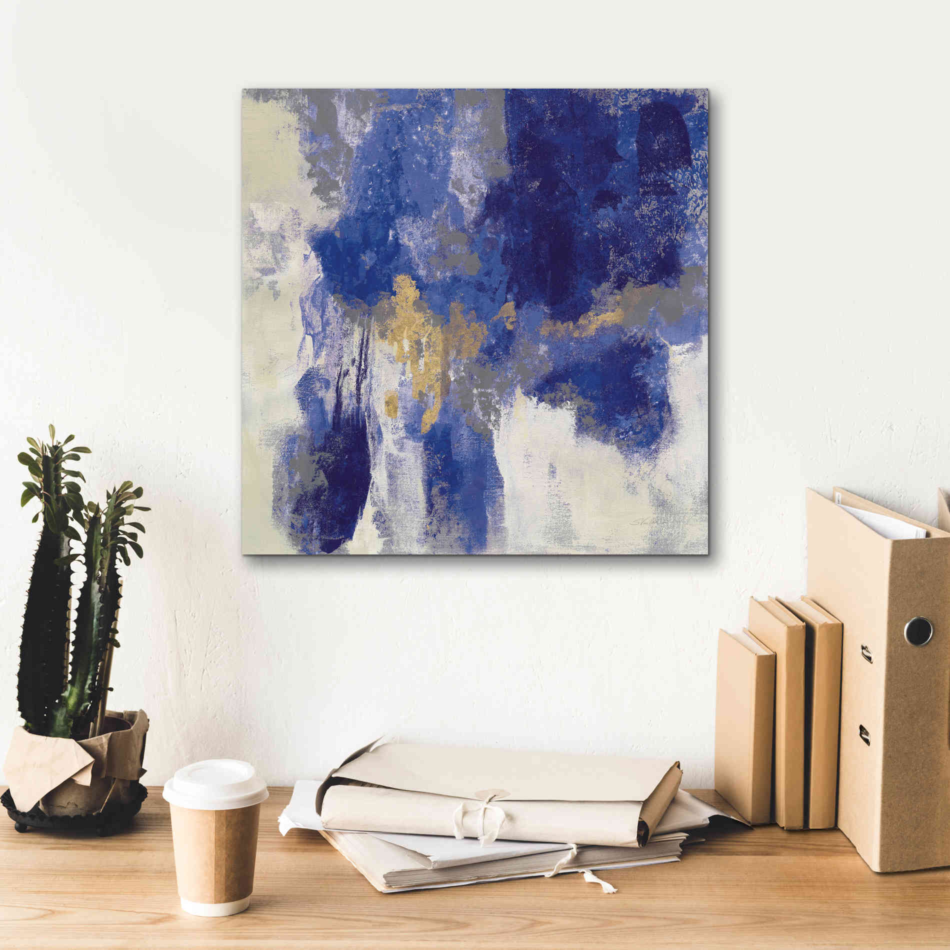 'Sparkle Abstract II Blue' by Silvia Vassileva, Canvas Wall Art,18 x 18