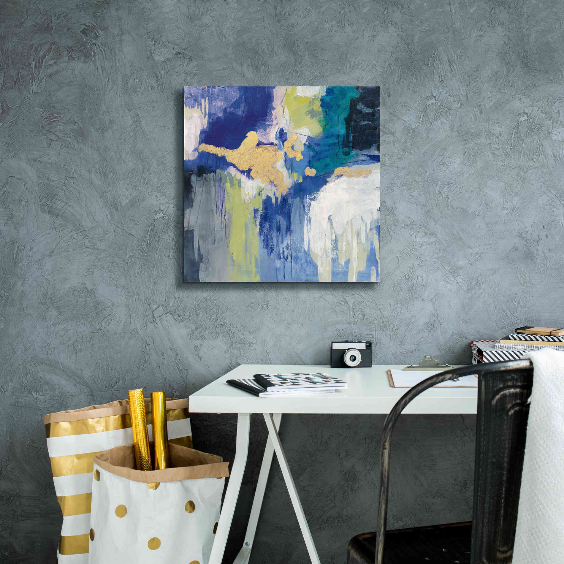 'Sparkle Abstract III Blue' by Silvia Vassileva, Canvas Wall Art,18 x 18