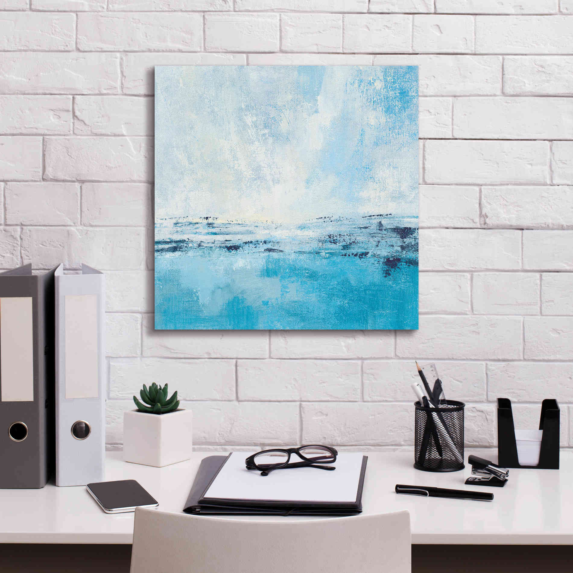 'Coastal View I Aqua' by Silvia Vassileva, Canvas Wall Art,18 x 18