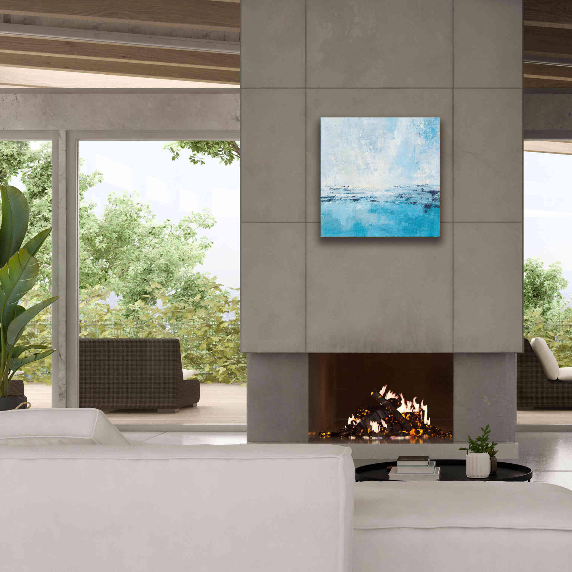 'Coastal View I Aqua' by Silvia Vassileva, Canvas Wall Art,26 x 26