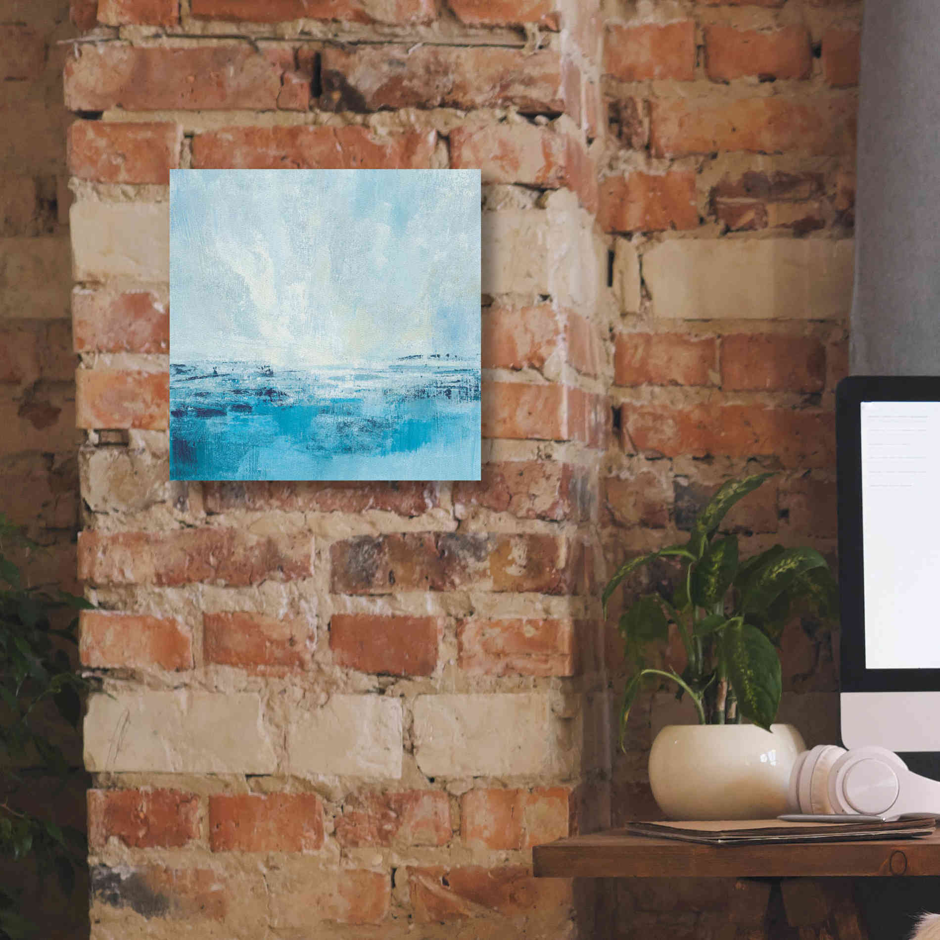 'Coastal View II Aqua' by Silvia Vassileva, Canvas Wall Art,12 x 12
