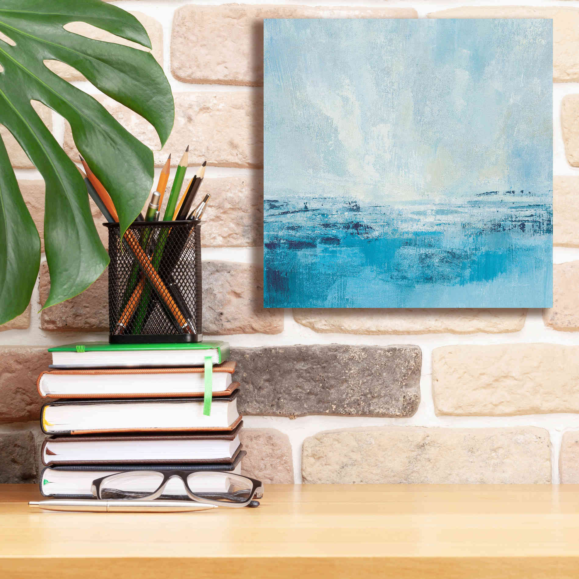 'Coastal View II Aqua' by Silvia Vassileva, Canvas Wall Art,12 x 12