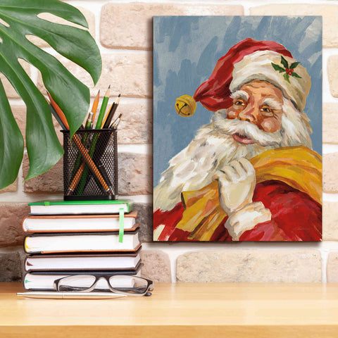 Image of 'Santa on Blue' by Silvia Vassileva, Canvas Wall Art,12 x 16