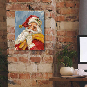 'Santa on Blue' by Silvia Vassileva, Canvas Wall Art,12 x 16