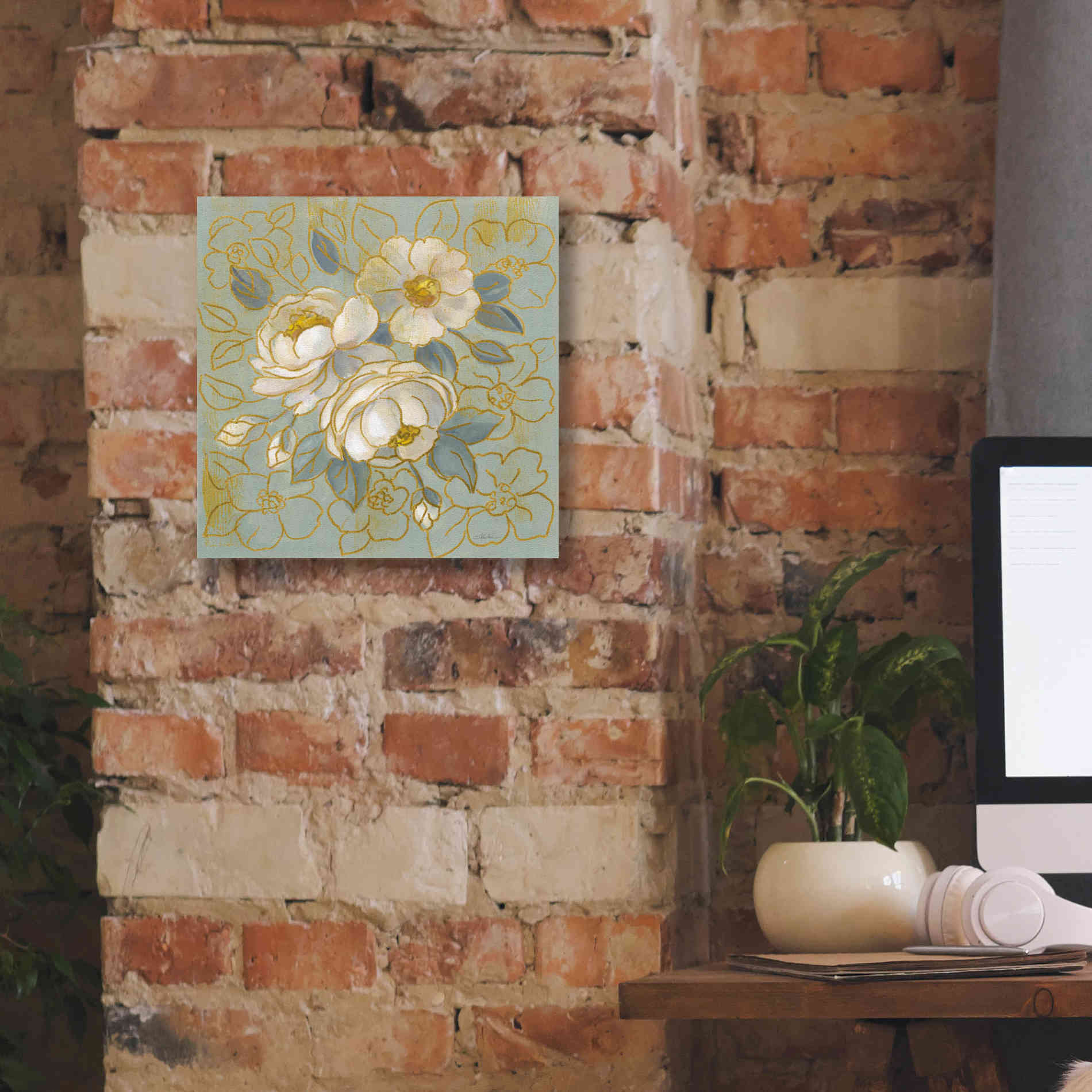 'Sage Floral I' by Silvia Vassileva, Canvas Wall Art,12 x 12