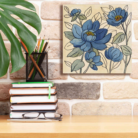 Image of 'Spring Lace Floral IV Dark Blue' by Silvia Vassileva, Canvas Wall Art,12 x 12