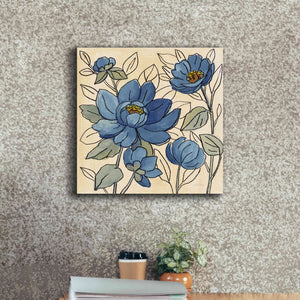 'Spring Lace Floral IV Dark Blue' by Silvia Vassileva, Canvas Wall Art,18 x 18