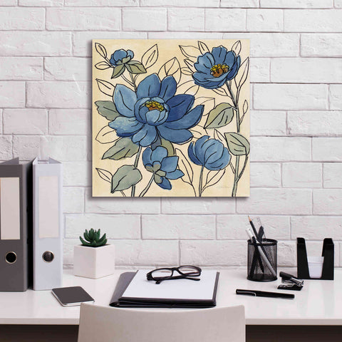 Image of 'Spring Lace Floral IV Dark Blue' by Silvia Vassileva, Canvas Wall Art,18 x 18
