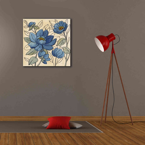 Image of 'Spring Lace Floral IV Dark Blue' by Silvia Vassileva, Canvas Wall Art,26 x 26