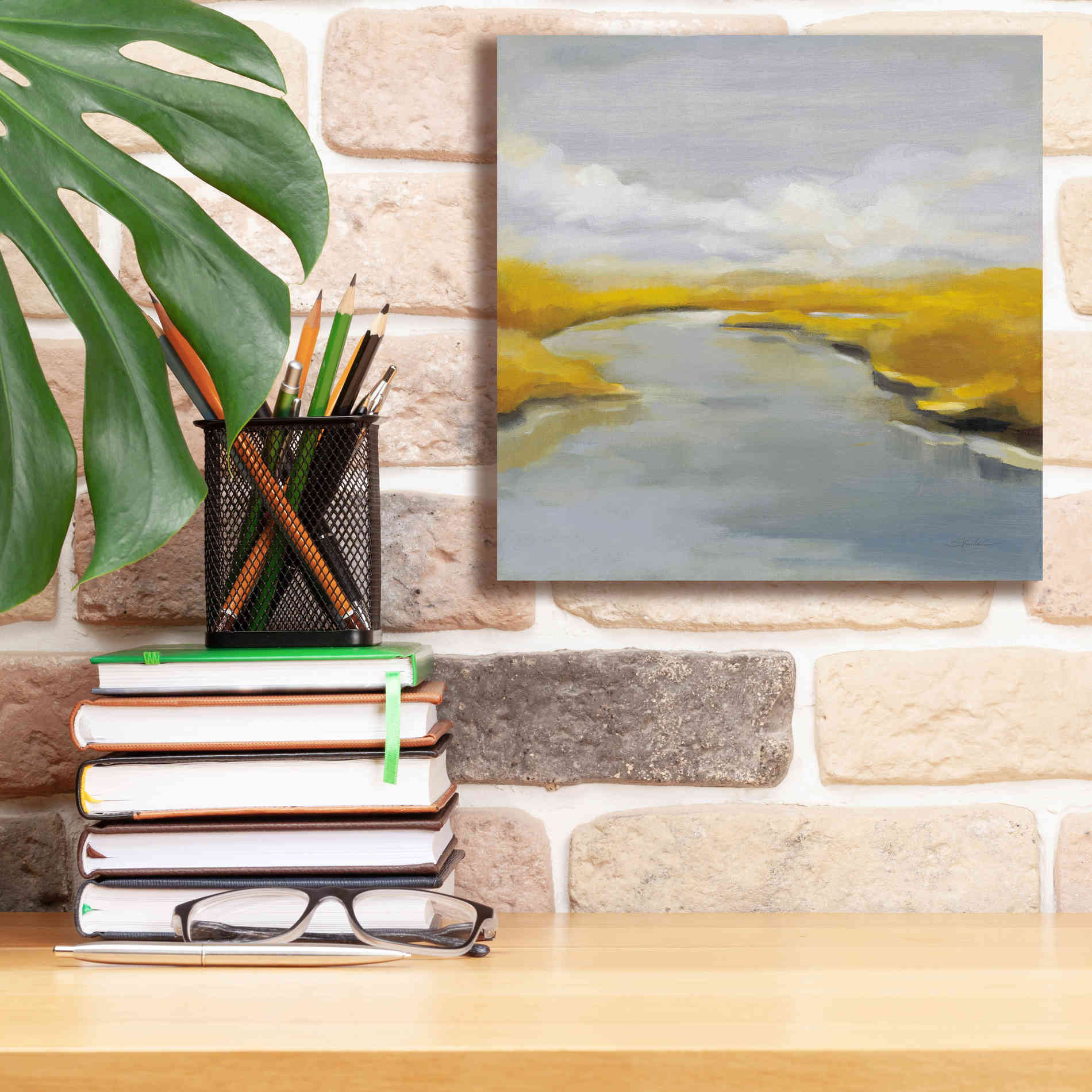 'Maine Fall River' by Silvia Vassileva, Canvas Wall Art,12 x 12