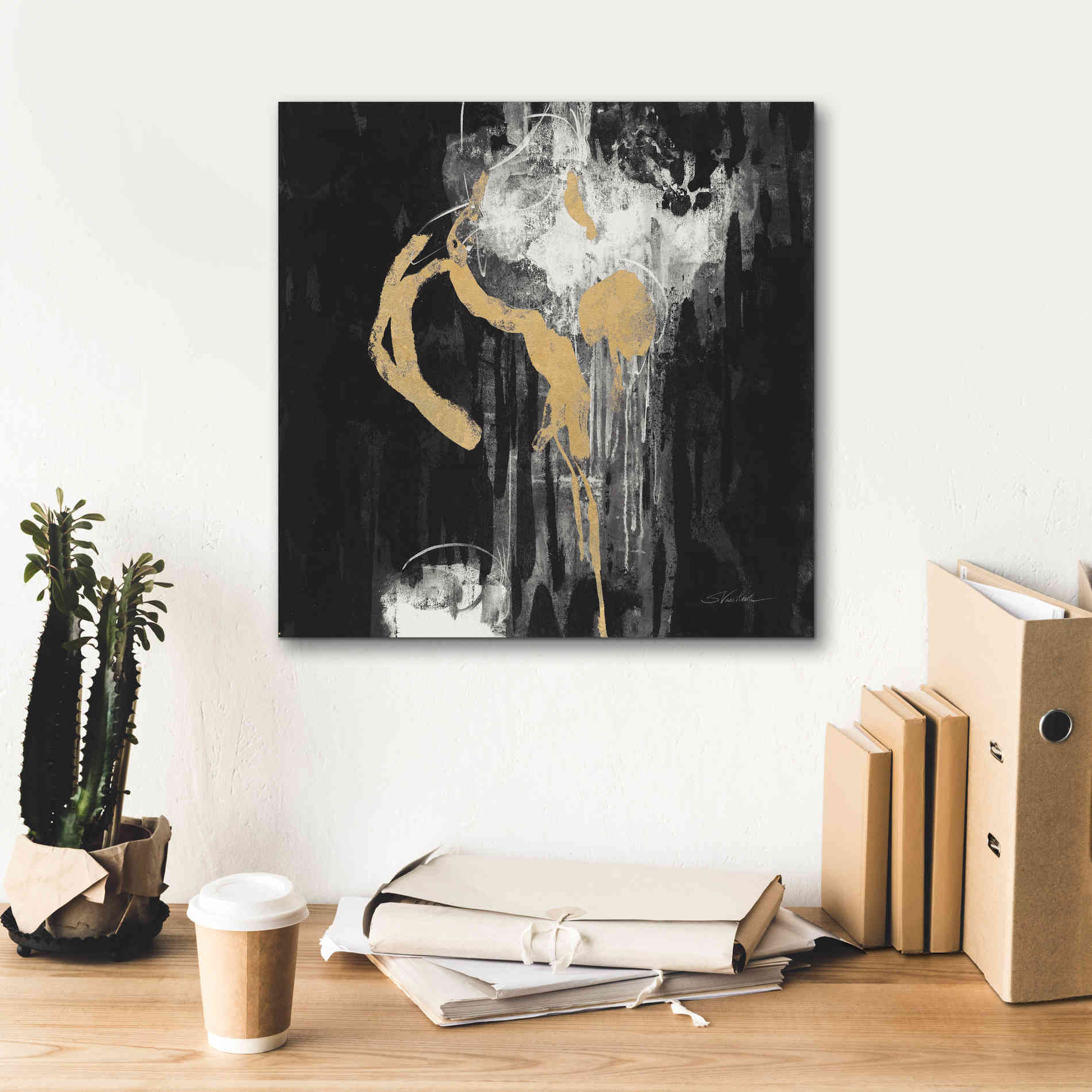 'Golden Rain I BW' by Silvia Vassileva, Canvas Wall Art,18 x 18