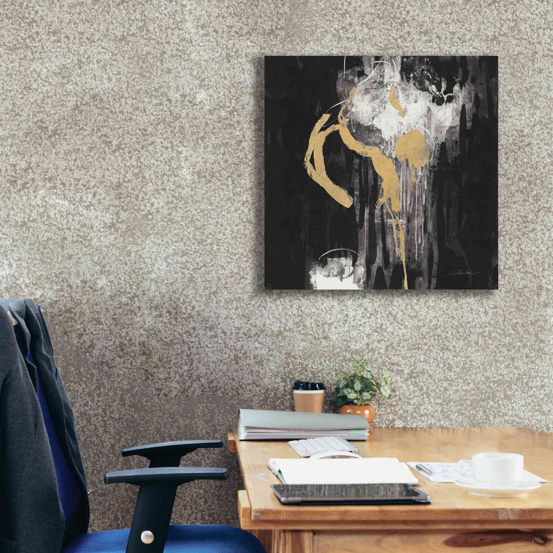 'Golden Rain I BW' by Silvia Vassileva, Canvas Wall Art,26 x 26