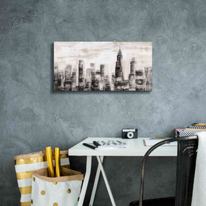 'Manhattan Skyline BW' by Silvia Vassileva, Canvas Wall Art,24 x 12