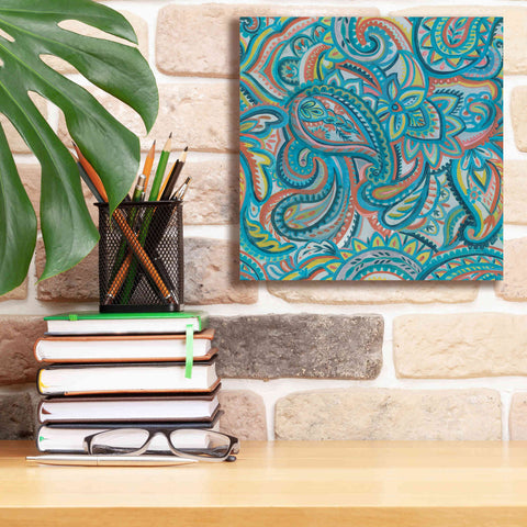 Image of 'Emerald Paisley Pattern III' by Silvia Vassileva, Canvas Wall Art,12 x 12