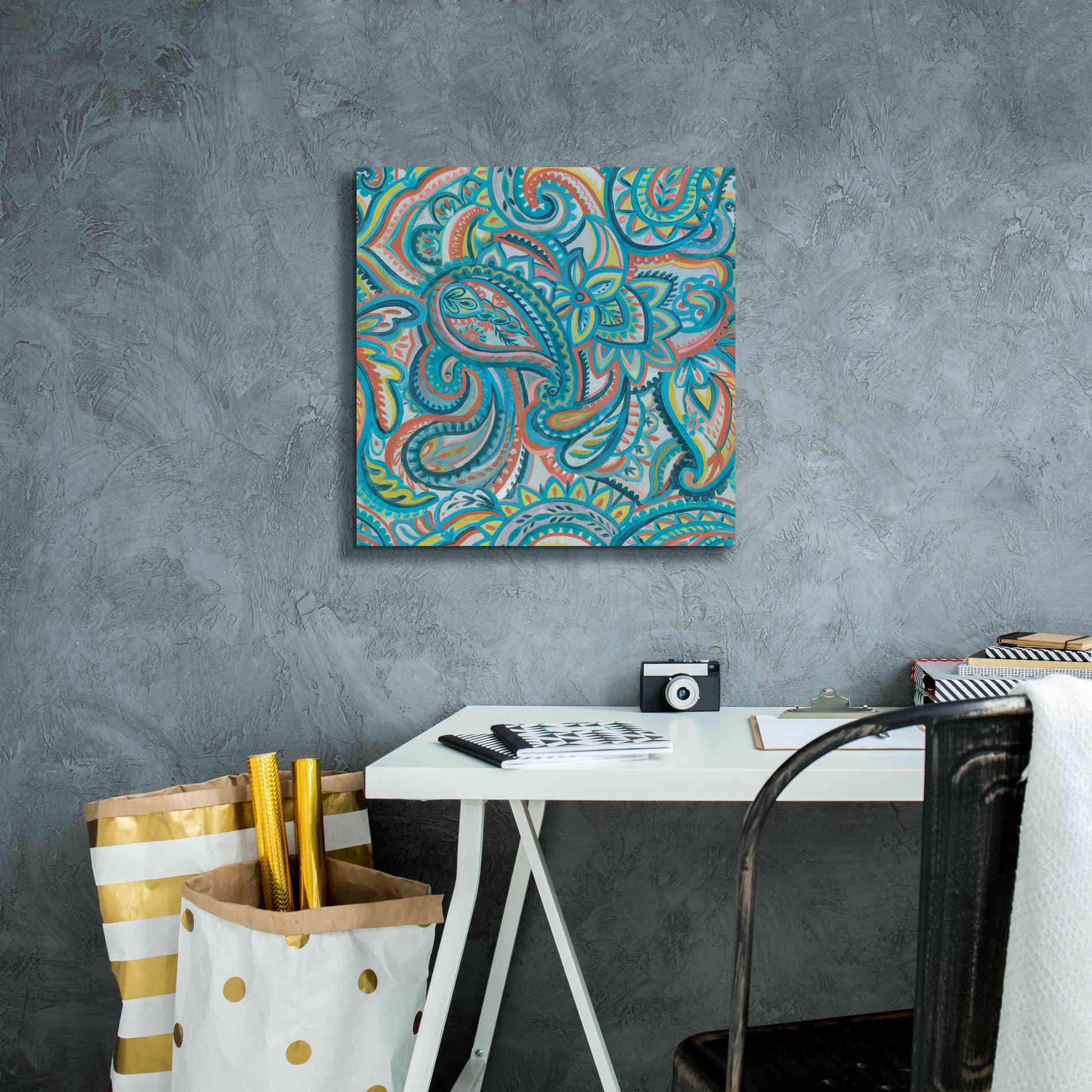 'Emerald Paisley Pattern III' by Silvia Vassileva, Canvas Wall Art,18 x 18