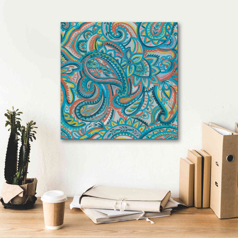 Image of 'Emerald Paisley Pattern III' by Silvia Vassileva, Canvas Wall Art,18 x 18