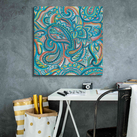 Image of 'Emerald Paisley Pattern III' by Silvia Vassileva, Canvas Wall Art,26 x 26