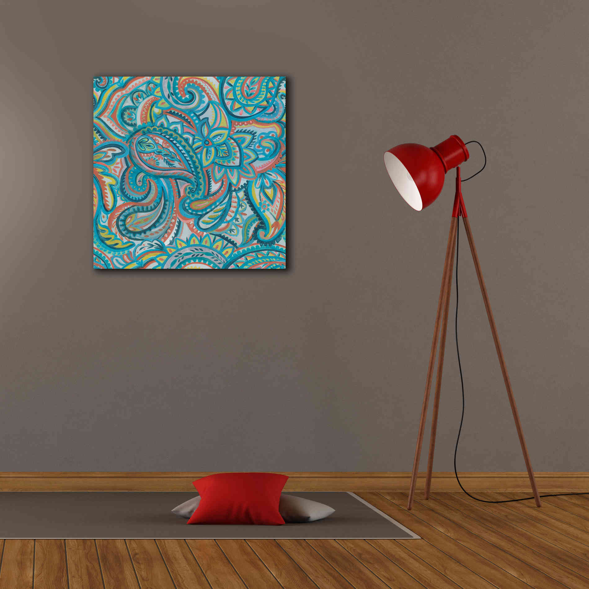 'Emerald Paisley Pattern III' by Silvia Vassileva, Canvas Wall Art,26 x 26